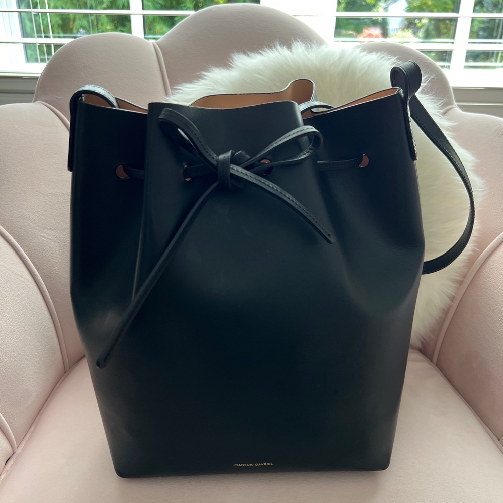 Mansur Gavriel Black Leather Bucket Bag